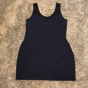 Gently used, black and blue, bandage dress.